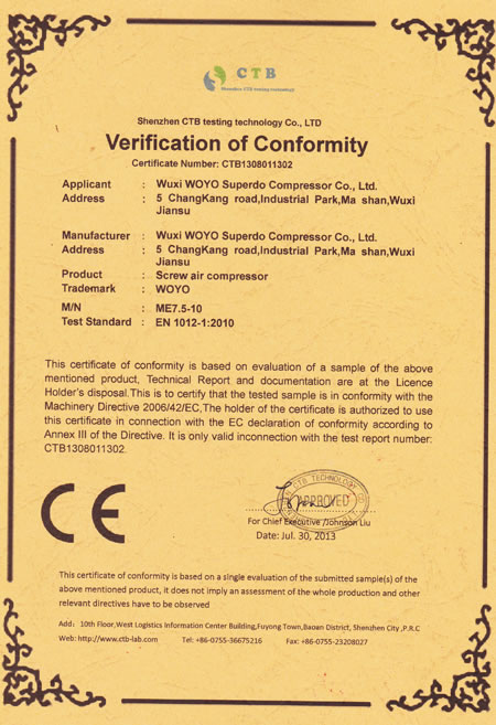 Сертификат CE для продукции серии MD